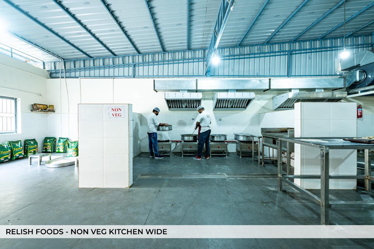 Hygienic steel vessels in the 90s Biryani kitchen